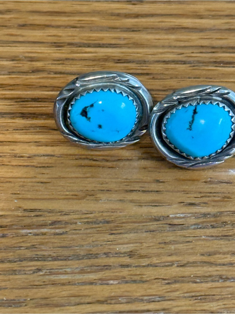 Vintage Navajo Sterling Silver Turquoise Earrings Native American Studs 6 grams - Picture 11 of 15